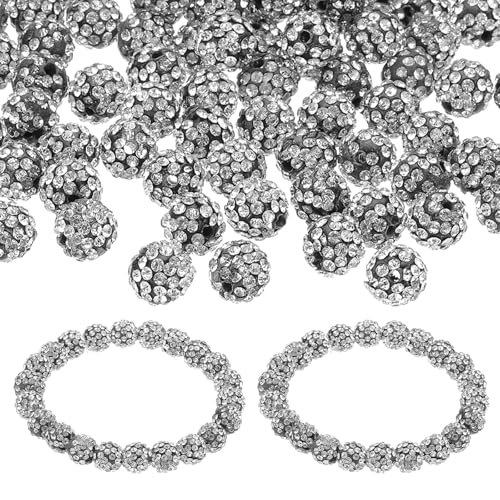 8 mm Strass-Perlen, 150 Stück Ton-Strassperlen, Discokugel-Perlen, Diamant-Abstandshalter, Kristall, funkelnd, rund, Weiß, 150 Stück von YXBZKGDCNG