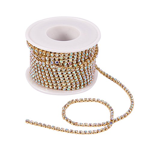 9,1 m/Rolle Strass-Kette, 2 mm, AB-Strass-Cup-Ketten mit Spule für Schmuckherstellung von YXBZKGDCNG