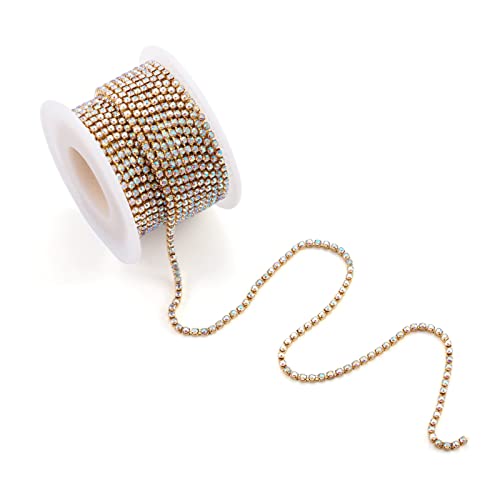 9,1 m/Rolle Strass-Kette, 2 mm, AB-Strass-Cup-Ketten mit Spule für Schmuckherstellung von YXBZKGDCNG