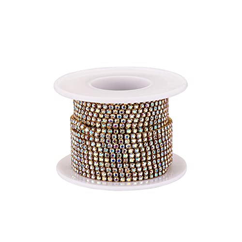 9,1 m/Rolle Strass-Kette, 2 mm, AB-Strass-Cup-Ketten mit Spule für Schmuckherstellung von YXBZKGDCNG