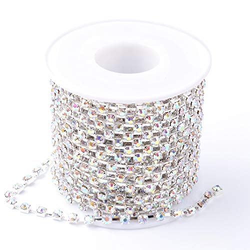 9,1 m/Rolle Strass-Kette, 2 mm, AB-Strass-Cup-Ketten mit Spule für Schmuckherstellung von YXBZKGDCNG