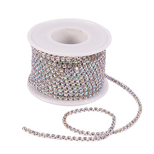 9,1 m/Rolle Strass-Kette, 2 mm, AB-Strass-Cup-Ketten mit Spule für Schmuckherstellung von YXBZKGDCNG