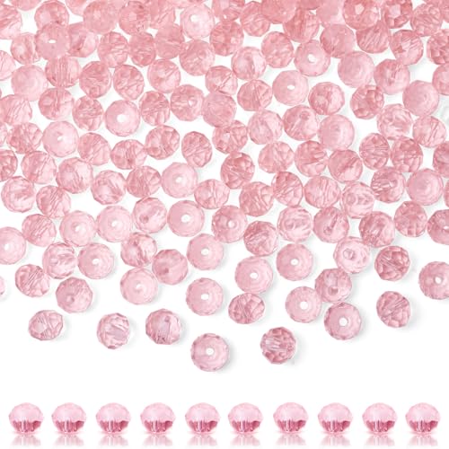 AB-Kristallperlen, facettierte gemischte Glasperlen zum Basteln, 4/6/8 mm Glasperlen für Schmuckherstellung, Glasperlen für Armbandherstellung, Rosa, 6 mm, 800 Stück von YXBZKGDCNG