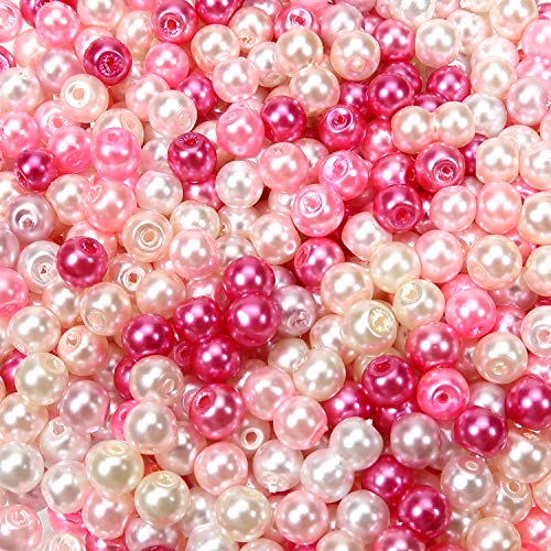 Glasperlen, rund, klein, lose Kunstperlen, 4 mm, für Schmuckherstellung, Handwerk, Dekoration, Rosa, 1000 Stück von YXBZKGDCNG