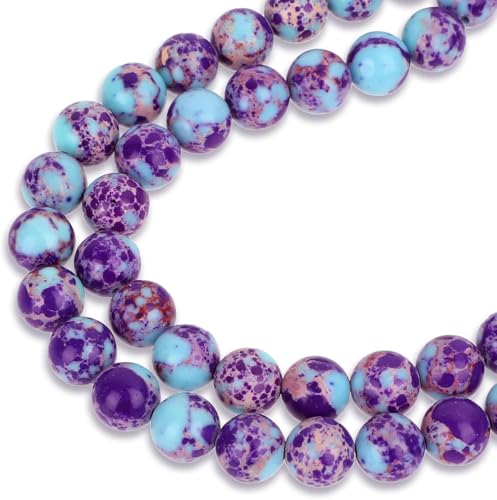 Natürliche Perlen für die Schmuckherstellung, 8 mm, blau-violett, imperiale Jaspis-Steinperlen, Natursteinperlen für Armband, Halskette, Schmuck, DIY Herstellung von YXBZKGDCNG