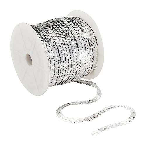 Pailletten-Rolle, metallisch, 14 mm breit, kein Stretch, 2-reihig, Stoff, Paillettenband, schwarze Spitzenborte für Kleiderverzierung und Stirnband, Nähen, 13 m, Schwarz von YXBZKGDCNG