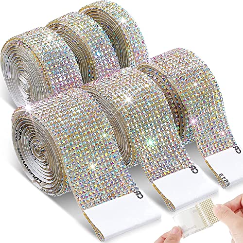 Selbstklebendes Kristall-Strassband, DIY-Dekoration, Diamant-Bling-Bänder, Wickelnetz, glitzernde Aufkleberrolle, 1 Meter, geeignet für Kunst und Handwerk, Dekorieren (14 Reihen/3 cm, klarer Kristall) von YXBZKGDCNG