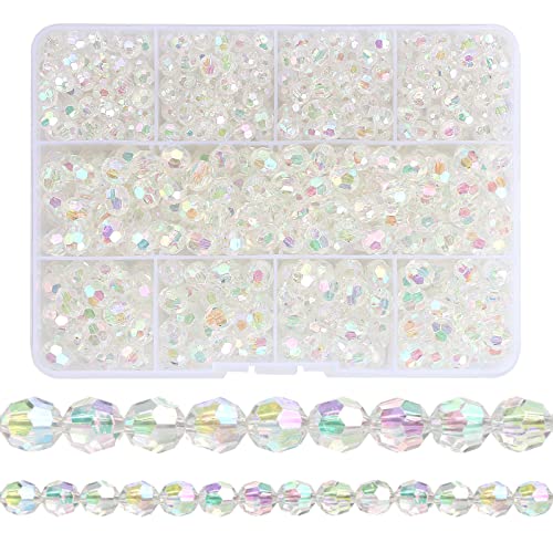 Transparente Perlen, 720 Stück, transparente facettierte Acrylperlen, ab-Farbe, lose Perlen, Abstandshalter, facettierte Kristallperlen für die Herstellung von Schmuck, Armbändern, Halsketten, von YXBZKGDCNG