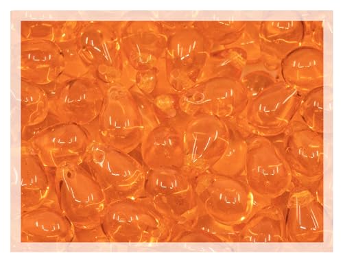 Tschechische Glasperlen in Tropfenform, verschiedene Größen (4–9 mm), gemischte Farben (50 g), 50 g, Orange, Transparent, 50 g von YXBZKGDCNG