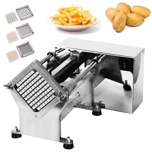 YXFAZPP Elektrischer Pommes-Frites-Schneider mit 6/9/13 mm Klinge, 200–300 kg/h, kommerzieller Hochleistungs-Pommes-Frites-Schneider, elektrischer Gemüseschneider aus Edelstahl von YXFAZPP