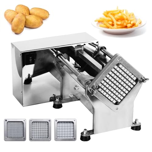 YXFAZPP Kommerzieller Pommes-Frites-Hersteller, automatischer Kartoffelschneider mit 6/9/13 mm Klinge, 200–300 kg/h elektrische Streifenschneidemaschine aus Edelstahl, 60 W von YXFAZPP