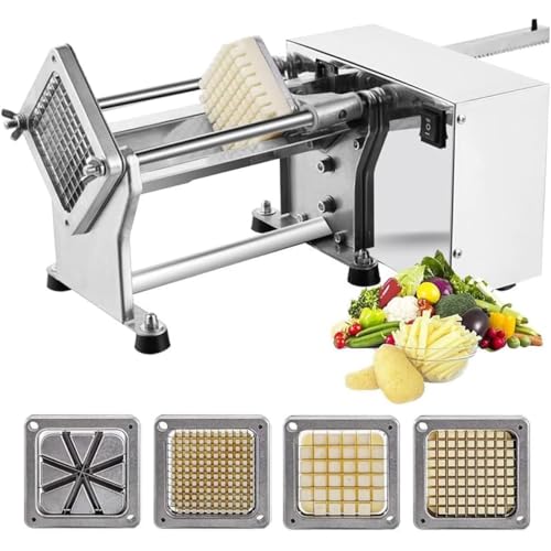 YXFAZPP Kommerzieller elektrischer Pommes-Frites-Schneider, 60 W elektrische Pommes-Frites-Maschine mit 6/9/13 mm Klinge, Kartoffelchip-Schneider, Edelstahl-Gemüsehacker von YXFAZPP