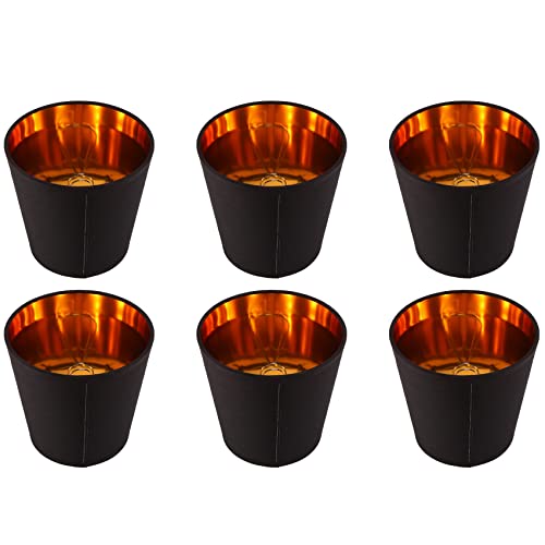 Schwarze Lampenschirme mit Gold Futter Licht Schirmen Kerzen Kronleuchter Lampen Schirme, 6 Set von YXHH