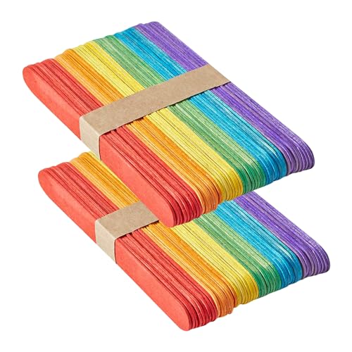 YXHZVON 100 Stück Bunte Holzstäbchen, Eisstiele aus Holz Bunt, Holzstäbchen zum Basteln, Eisstiele Holz Holzstäbchen für Eis, DIY Handwerk Bastelarbeiten (78 x 20 mm) von YXHZVON