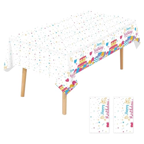 YXHZVON 2 Pack Happy Birthday Party Tischdecke,Geburtstag Party Tischdekoration Kuchentischdecke, Kindergeburtsta Gstischdecke für Kinder Jungen Mädchen（137 x 274 cm ） von YXHZVON