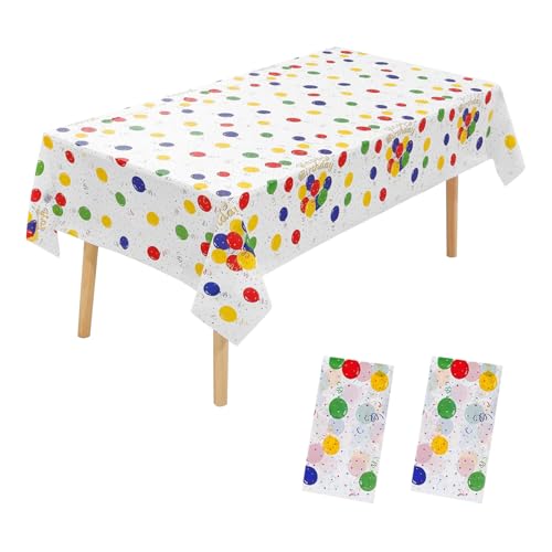 YXHZVON 2 Pack Party Geburtstag Tischdecke,Geburtstag Party Tischdekoration Bunt Tischdecke, Kindergeburtsta Gstischdecke für Kinder Jungen Mädchen（137 x 274 cm von YXHZVON