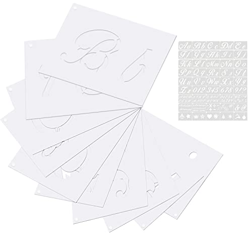 YXHZVON 45 Stück Buchstaben Schablone Set, Wiederverwendbare Groß Zahlen und Zeichen Großbuchstaben Kleinbuchstaben Buchstaben Für Gemälde Auf Holz und Scrapbooking von YXHZVON