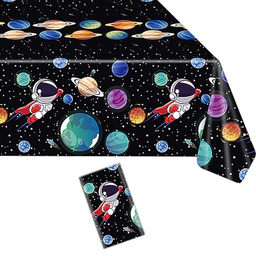 YXHZVON Astronaut Theme Tischdecken, Weltraum Tischdecke,Rechteck Planet Tischdecke,Tischdecke Kindergeburtstag,Weltraum Party für Kinder Thema Geburtstag Party Dekorationen(130x220cm) von YXHZVON