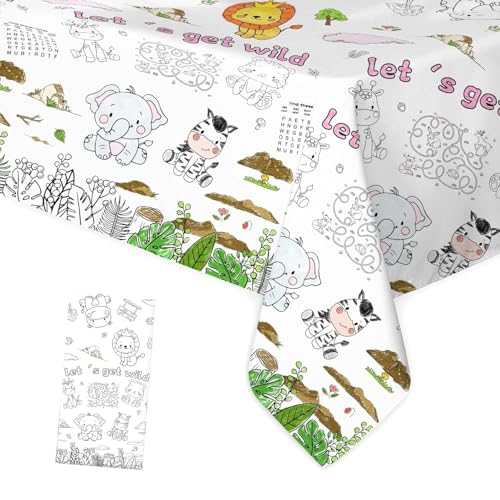 YXHZVON PapierTischdecke zum Ausmalen für Kinder, Tischdecke mit kleinem Tiermotiv,Rechteck Tischdecke,Bemalbare Tischdecke Tiere, Kinderbeschäftigung (137 x 274cm) von YXHZVON