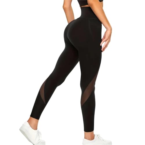 YXINAER Yogahosen for Damen, atmungsaktive Leggings aus Netzstoff mit hoher Taille Yoga Leggings Damen(M) von YXINAER