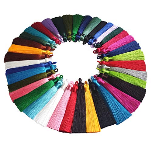 40Pcs Quasten 9cm 20 Farben Terylene Anhänger Handgefertigte Troddel Tassel mit Schleifen für Schmuckherstellung DIY Projekte Lesezeichen von YXJDWEI