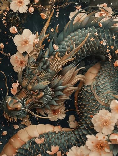 5D Diamond Painting Drachen, KirschblüTen Diamond Painting Erwachsene Anfänger, DIY Full Diamont Crystal Art Basteln Erwachsene Kreuzstich Stickerei Kunst Malerei für Wand Deko 80 x 110 cm -yxy2506LD 5D Diamond Painting Drachen, KirschblüTen Diamond Painting Erwachsene Anfänger, DIY Full Diamont Crystal Art Basteln Erwachsene Kreuzstich Stickerei Kunst Malerei für Wand Deko 80 x 110 cm -yxy2506LD von YXYBBBDOU