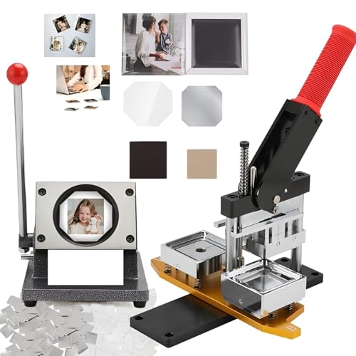 YXYLJOZ Quadratschalter Maker,50 * 50 Mm Fotomagnetmaschine Mit 100 Sätzen Verbrauchsmaterialien Papier PVC Square Corner Cutter von YXYLJOZ