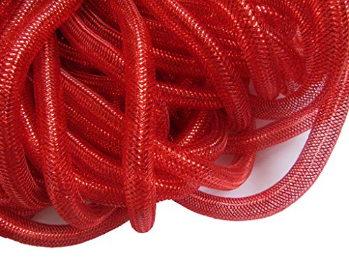 YYCRAF 1 Rolle 20 Yards Solid Mesh Tube Deco Flex für Kränze Cyberlox CRIN Crafts 16 mm 5/8 Zoll 16mm rot von YYCRAFT