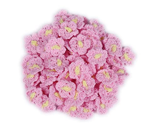 YYCRAFT 100 Stück Häkelblumen 2,5 cm Frühlingsblume für Handwerk Verzierungen, Rosa von YYCRAFT