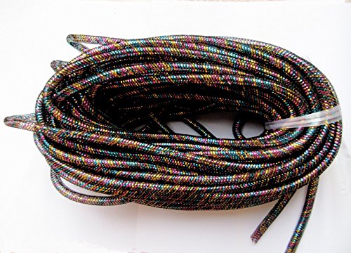 YYCRAFT 13,5 Meter (15 Y), massives Netz-Rohr für Bastelarbeiten, Deko-Flex, für Kränze, Cyberlox Crin Crafts, 8 mm (3/8 Zoll) (schwarzer Regenbogen) von YYCRAFT