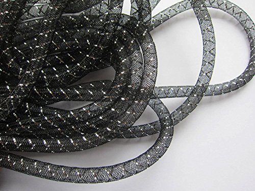 YYCRAFT 13,5 m Gaze-Schlauch für Deko, Kränze, Cyberlox Crin Crafts 8 mm, Nylon, schwarz, 8 mm von YYCRAFT