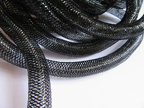 YYCRAFT 20 Yards Solid Mesh Tube Deco Flex für Kränze Cyberlox CRIN Crafts Halloween 16 mm (5/8 Zoll) (glänzendes Schwarz) von YYCRAFT