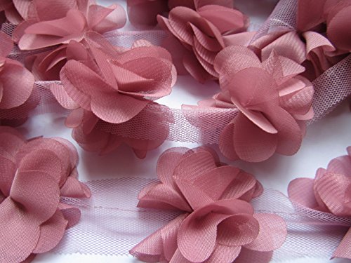 YYCRAFT 3D-Chiffon-Blumen-Spitzenborte, Brautsträuße, Blumensträuße, Cluster, Blumen, zum Nähen (Rosa) von YYCRAFT