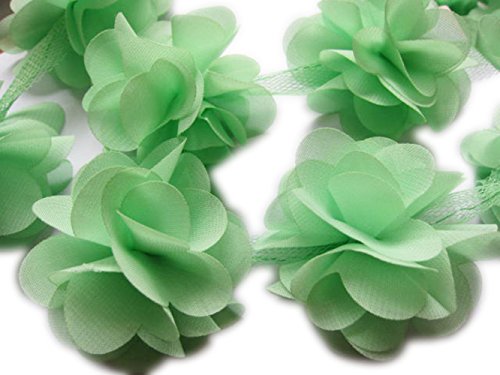 YYCRAFT Chiffon-Blumen-Spitzenband, 5 cm, Minzgrün von YYCRAFT