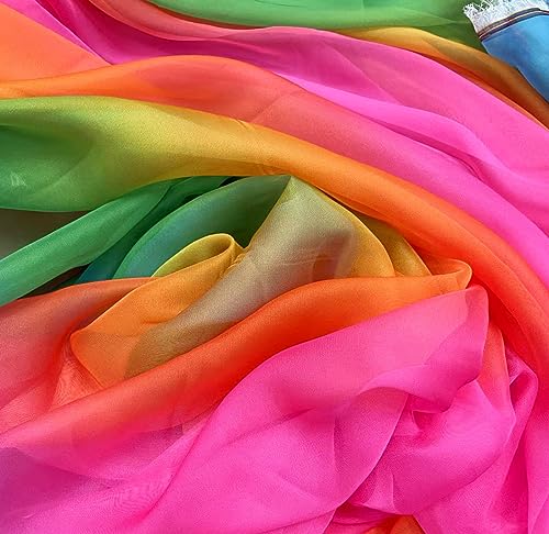 YYCRAFT Chiffon-Organza-Stoff, 150 cm breit (Regenbogenfarben, 2 Yards) von YYCRAFT