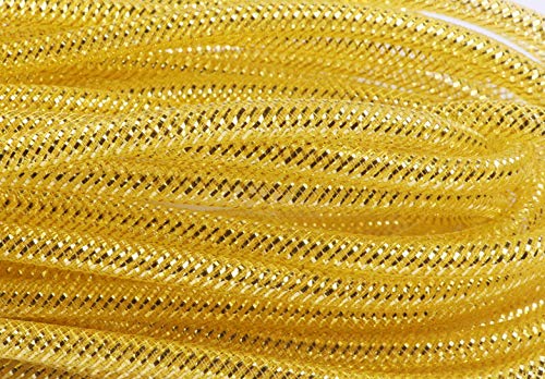 YYCRAFT Deko-Netzschlauch mit Metallfolie, 8 mm x 22,7 m, goldfarben von YYCRAFT