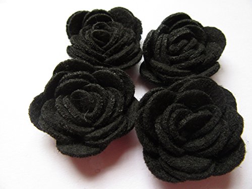 YYCRAFT Filz-Rosen, 3,8 cm, 4D-Blumen-Applikation, 20 Stück Schwarz von YYCRAFT