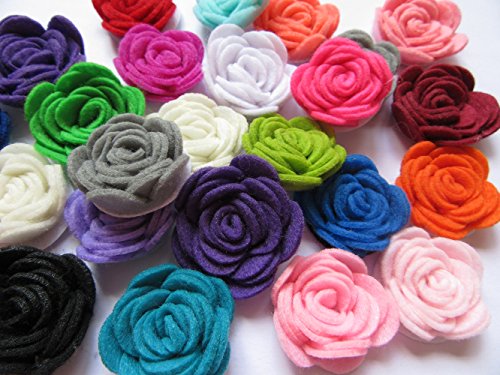 YYCRAFT Filz-Rosen, 3,8 cm, 4D-Blumen-Applikation, 20 Stück mix von YYCRAFT