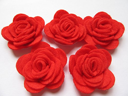 YYCRAFT Filz-Rosen, 3,8 cm, 4D-Blumen-Applikation, 20 Stück rot von YYCRAFT