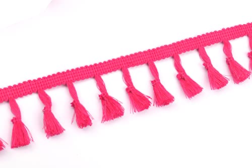 YYCRAFT Fransenband mit Quasten, für Vorhänge, Kleidung, Nähen, Basteln, 9,1 m, Hot Pink von YYCRAFT