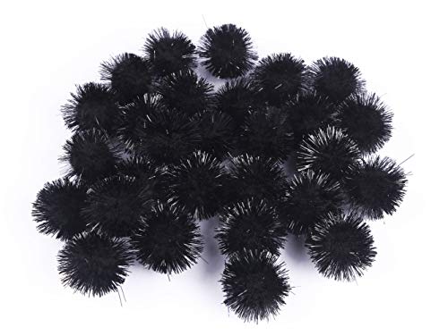 YYCRAFT Glitzernde Lametta-Pompons, glitzernde Bälle für Bastelarbeiten, Party-Dekoration, Katzenspielzeug (15 mm, schwarz), 200 Stück von YYCRAFT