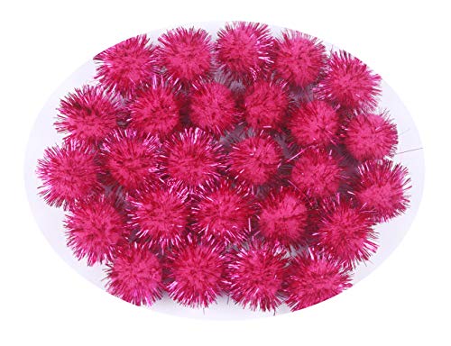 YYCRAFT Glitzernde Lametta-Pompons, glitzernde Bälle für Bastelarbeiten, Party-Dekoration, Katzenspielzeug (20 mm, Hot Pink), 200 Stück von YYCRAFT