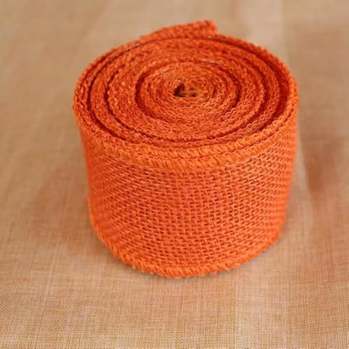 YYCRAFT Juteband mit Draht, 6,3 cm x 12 m, Orange von YYCRAFT