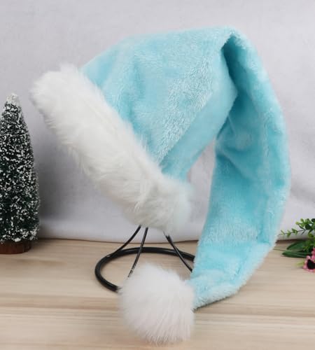 YYCRAFT Lange Aqua Blue Santa Hat Deluxe Weihnachtsmütze für Erwachsene Unisex Neujahr Festliche Party Weihnachtsbedarf 1 Packung von YYCRAFT