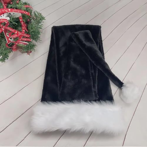 YYCRAFT Lange Weihnachtsmannmütze, 152 cm, Deluxe-Weihnachtsmütze für Erwachsene, Unisex, Neujahr, festlich, Party, Weihnachtsbedarf, Schwarz von YYCRAFT