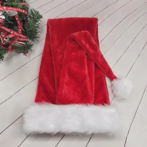 YYCRAFT Lange Weihnachtsmannmütze, 152 cm, Deluxe-Weihnachtsmütze für Erwachsene, Unisex, Neujahr, festliche Party, Weihnachtszubehör (rot) von YYCRAFT