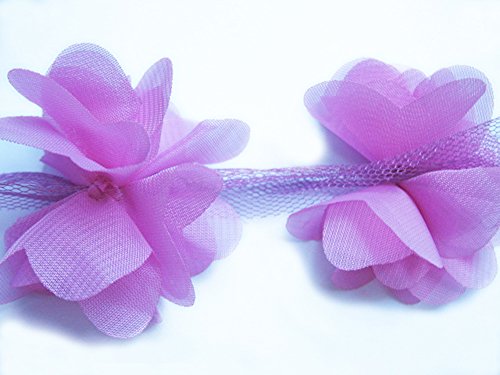 YYCRAFT Spitzenband, Chiffon, Blumen-Design, 5 cm, Lila von YYCRAFT