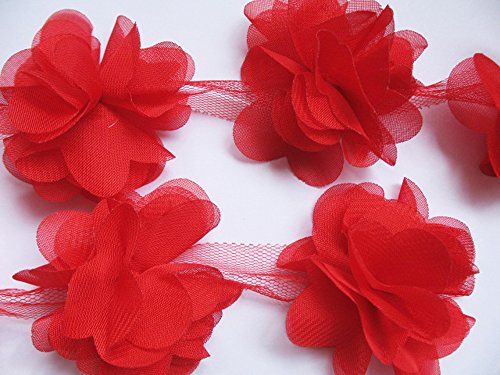 YYCRAFT Chiffon-Spitzenband mit Blumenverzierung, 5 cm, Haarschmuck zum Selbermachen (4 Yards) von YYCRAFT