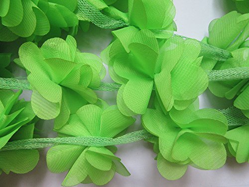 YYCRAFT Spitzenband, Chiffon-Blume, 5 cm, Limettengrün von YYCRAFT