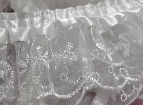 YYCRAFT Spitzenborte aus Satin-Organza, 6 m, zweifarbig, 6,3 cm, Hochzeitsband, zum Nähen, Weiß von YYCRAFT